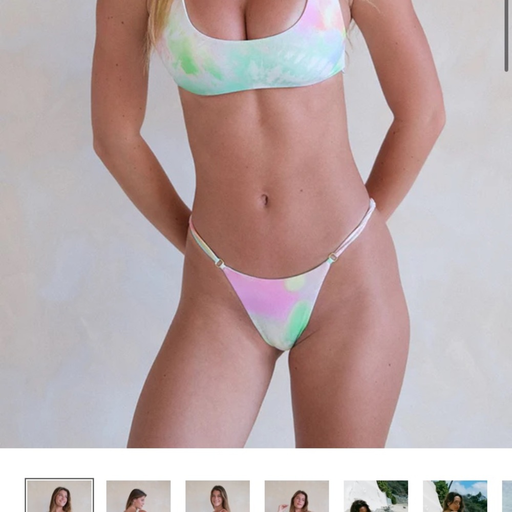 San Lorenzo PARADISO HOOP RING THONG BRIEF RAINBOW BIKINI BOTTOM